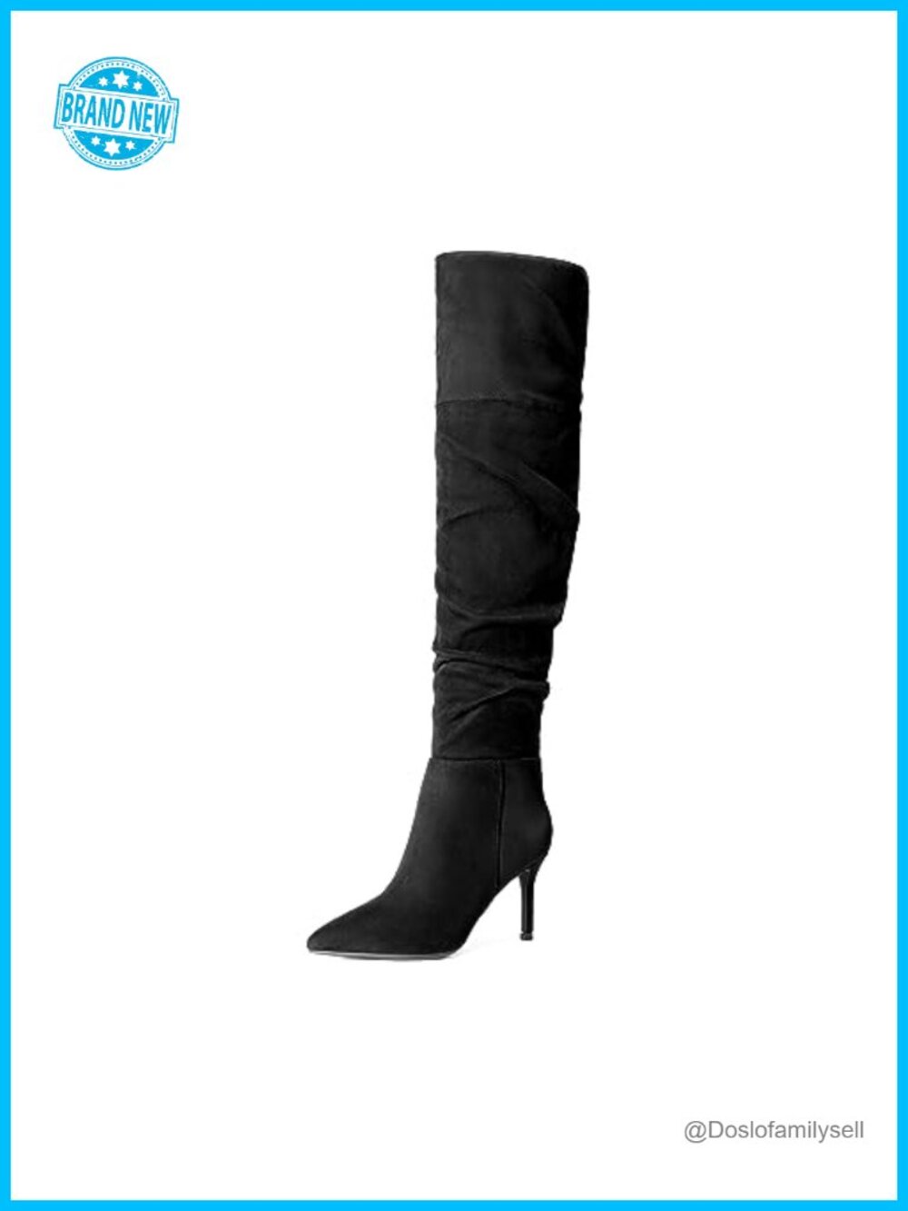 Women's Over The Knee Stiletto Heel Boots Faux Suede V-Cut Cuff Slouch